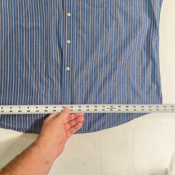 Kenneth Gordon KSG Button Down Shirt Men's Large Cotton Blue Stripe Made In USA - Picture 10 of 12